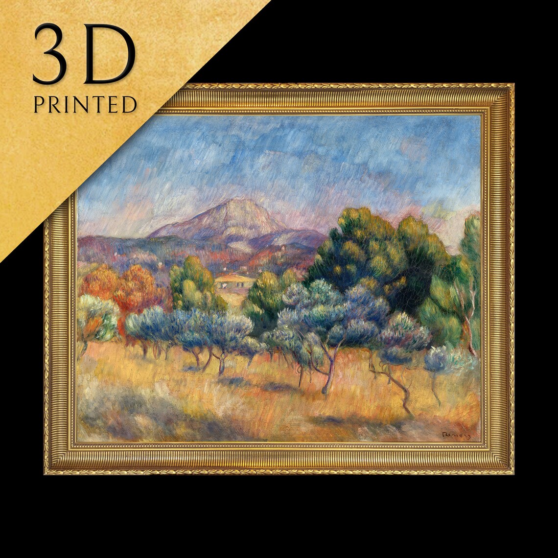 Pierre Auguste Renoir Mont Sainte Victoire Olive Grove Textured Poster