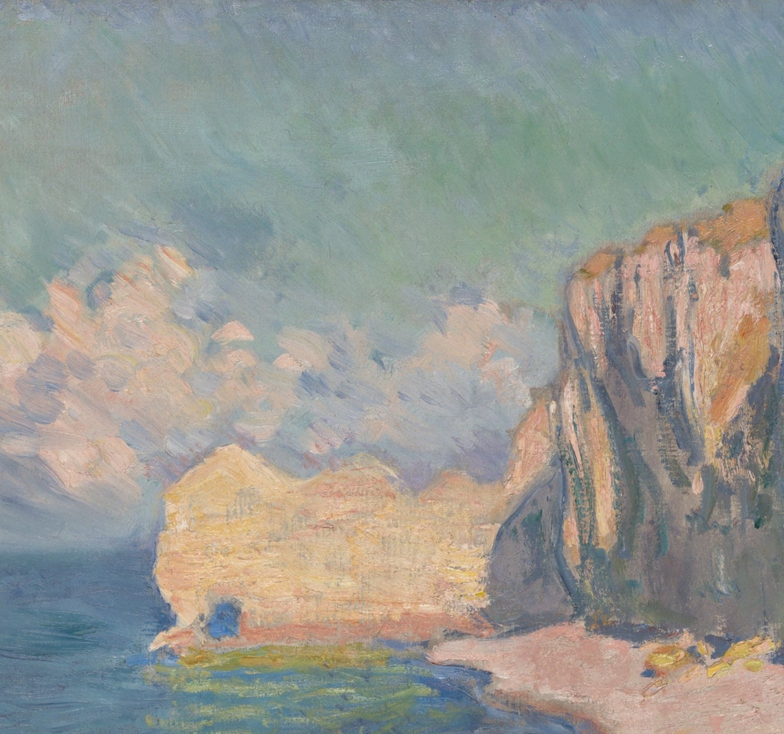 Claude Monet Etretat Beach Cliffs Textured Seascape Art Poster - Image 2