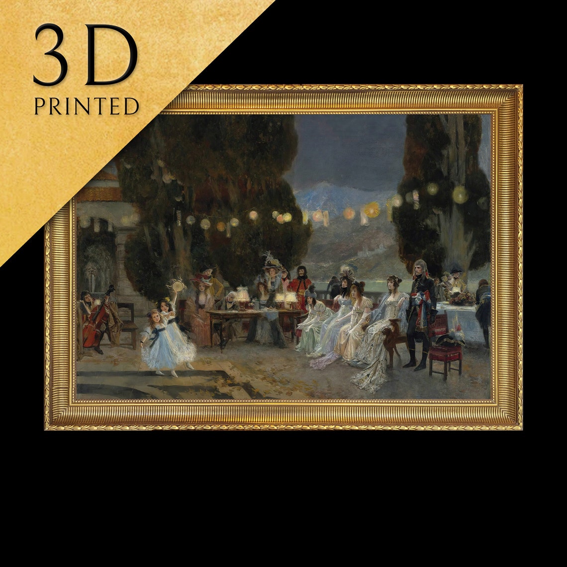 Evening Entertainment Candlelit Party Night Scene Textured Print