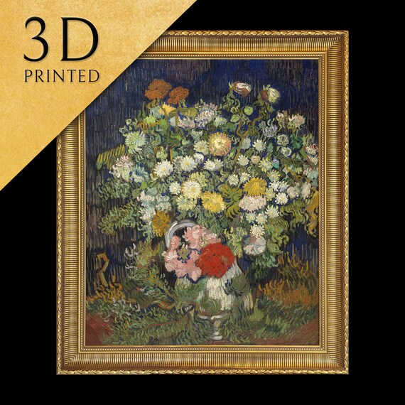 Bouquet Of Flowers In A Vase By Van Gogh 3d Printed With Texture And Brush Strokes Looks Like Original Oil Painting
