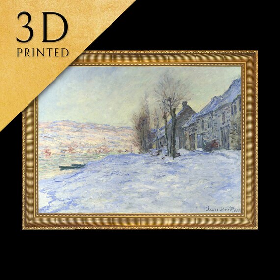 Lavacourt Under Snow by Claude Monet Snowy Riverside Village Poster