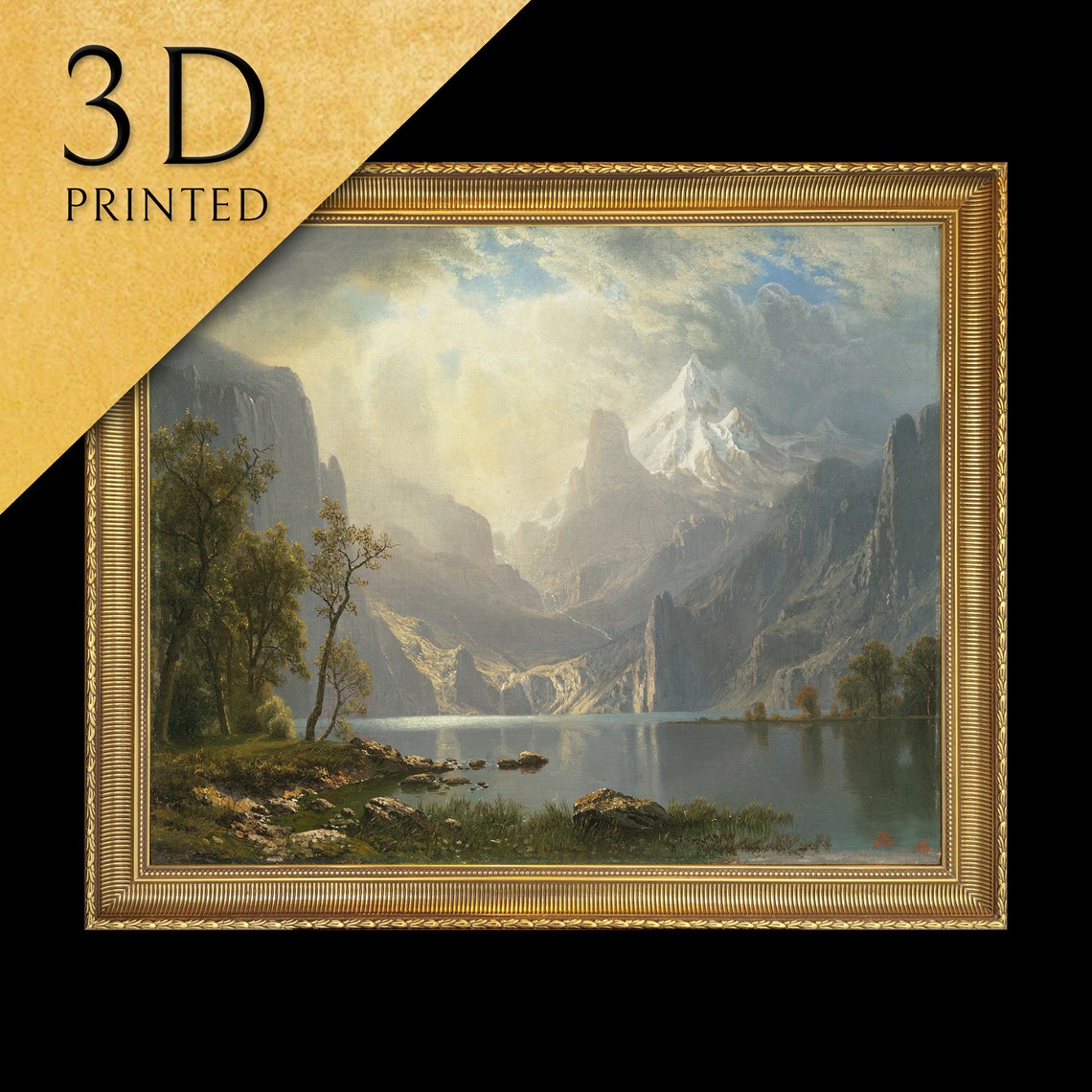 Albert Bierstadt In the Sierras Snow Peak Lake Reflection Poster