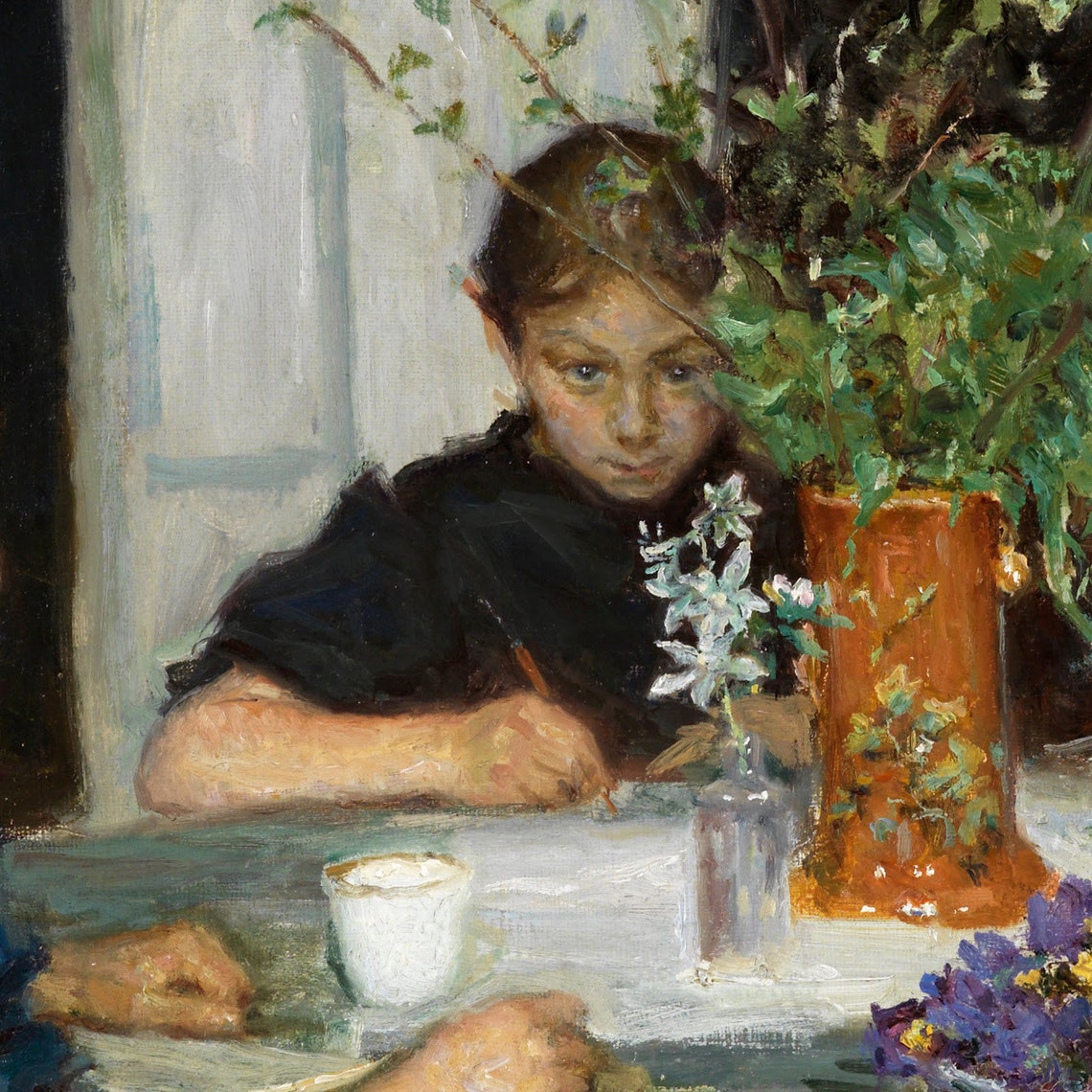 Viggo Johansen Children Painting Spring Flowers Charming Poster - Image 3
