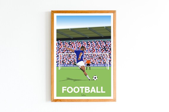 Football Allez Les Bleus Stadium Kick Minimalist Vintage Sports Poster