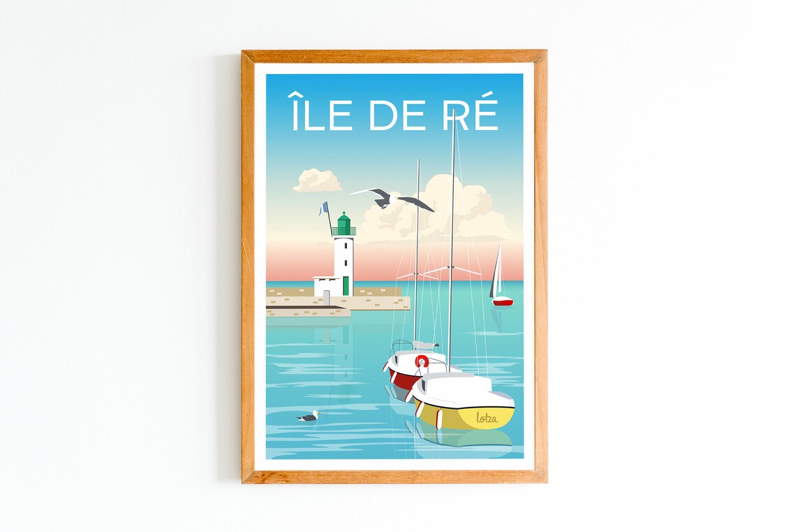 Ile De R La Flotte Vintage Travel Poster, Minimalist