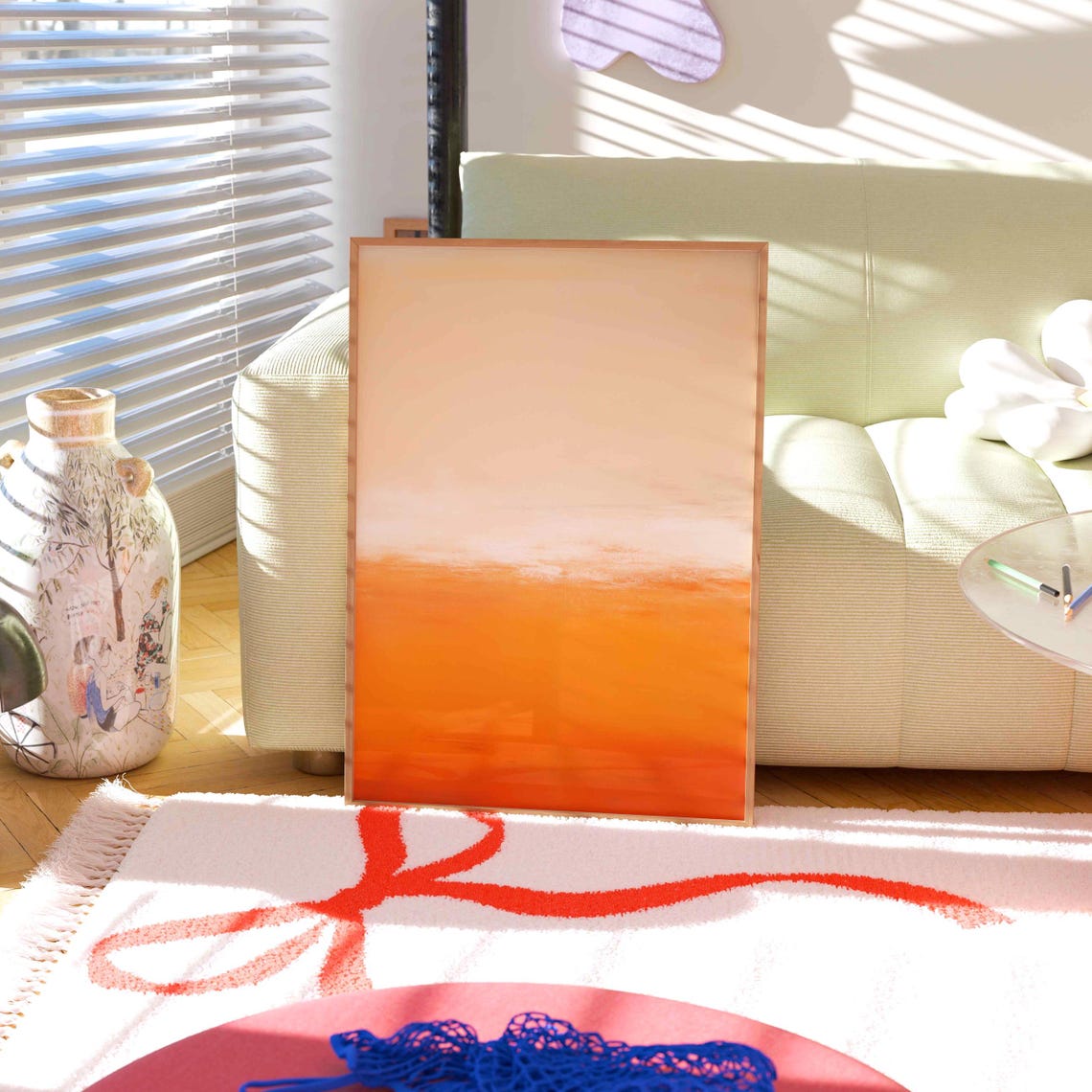 Warm Orange Gradient Abstract Painting Modern Minimal Poster