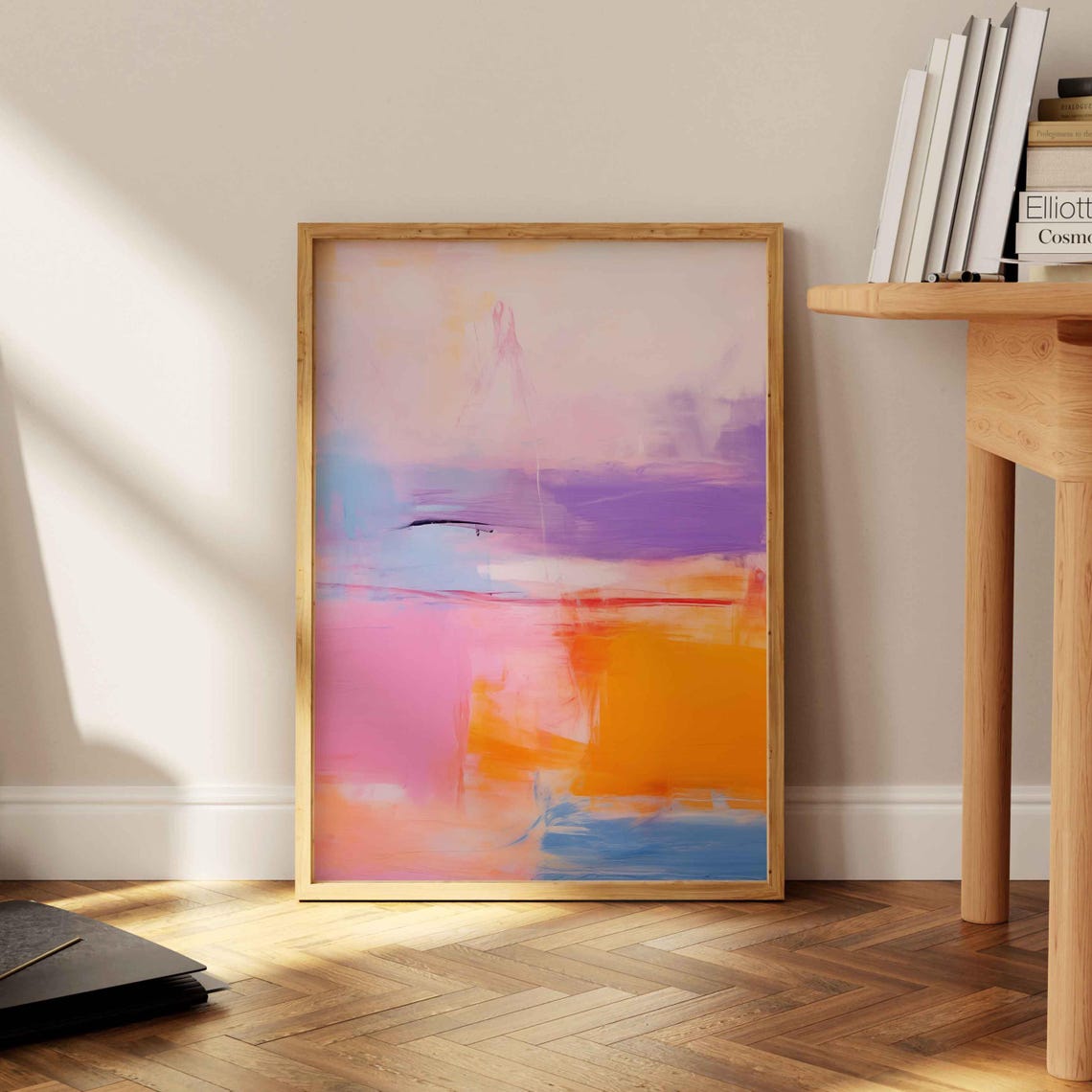 Mark Rothko Print Pastel Pink Orange Abstract Geometric Wall Art Colorful Illustration Living Room Scenery