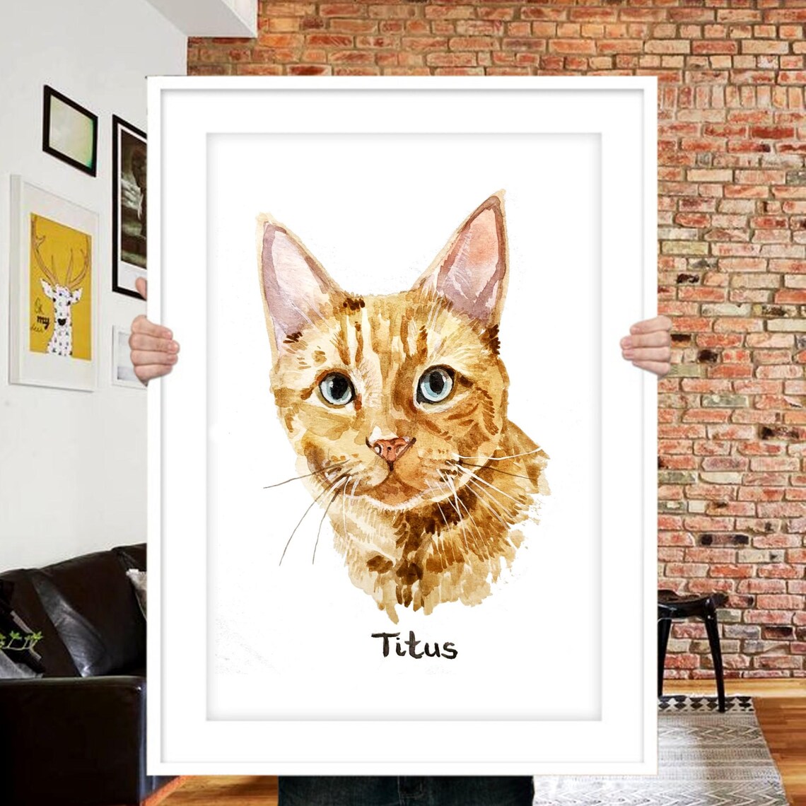 Custom Cat Portrait - Watercolor Pet Art