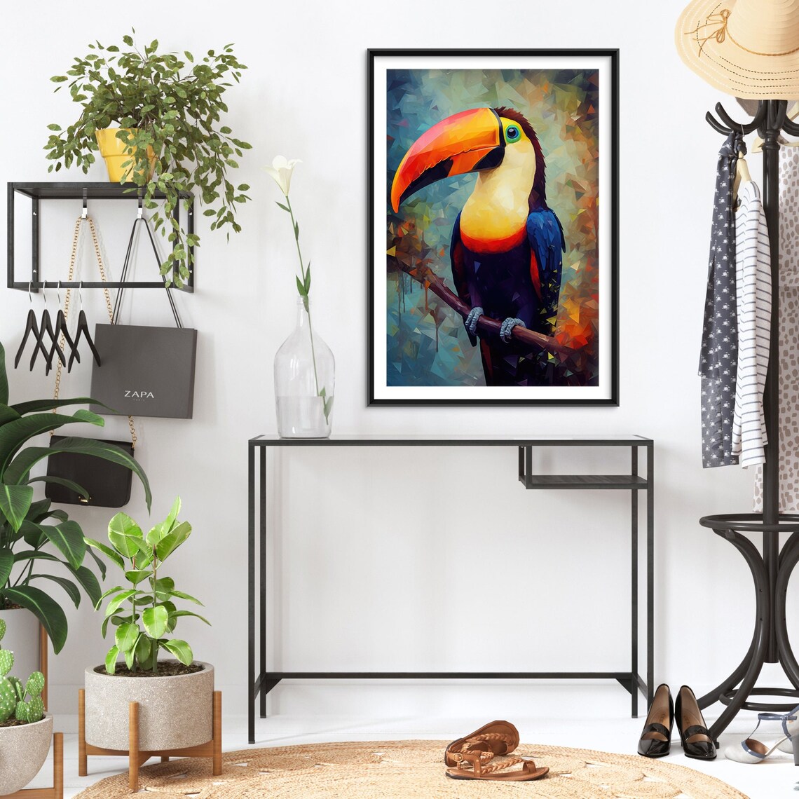 Toucan Brush Strokes Art Print, Wildlife Bird Study - Image 2