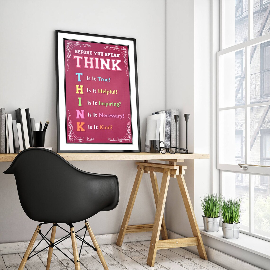Before You Speak Think Classroom Motivation Art Print - Image 2