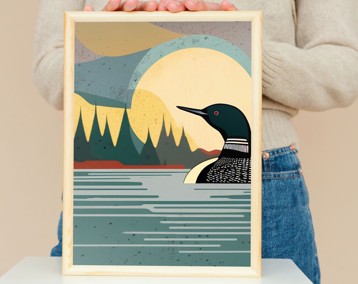 Vintage Loon Print, Minnesota Great Outdoors Art Print - Image 4