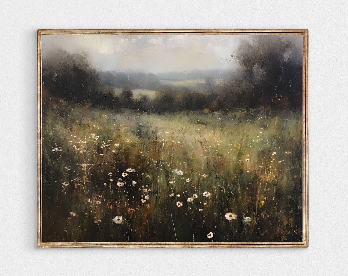 Wildflower Landscape Oil Painting, French Country Art Print - Image 6