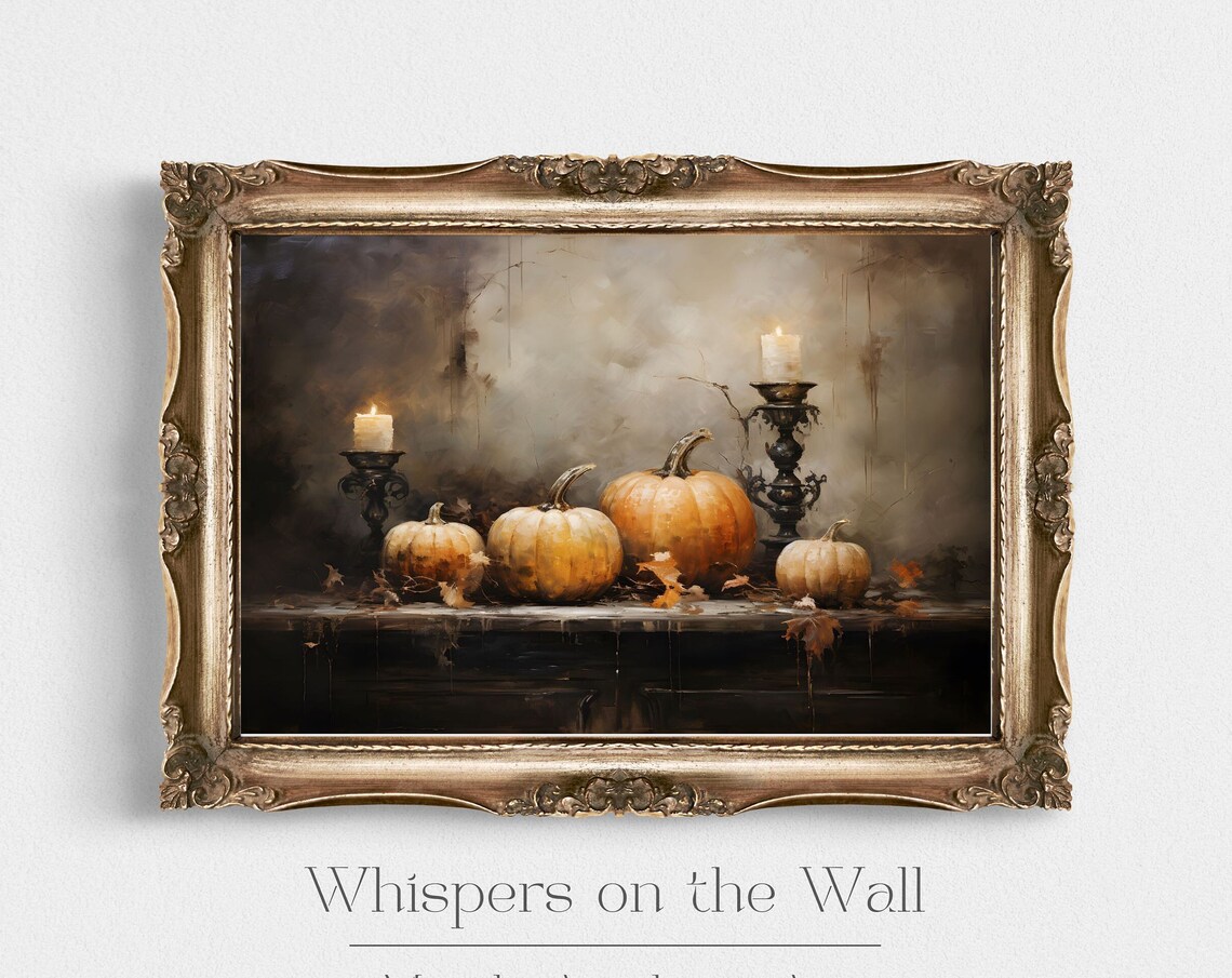 Vintage Fall Wall Art Print Gothic Pumpkin Art Dark Cottagecore Autumn Wall Decor Moody Art - Image 4