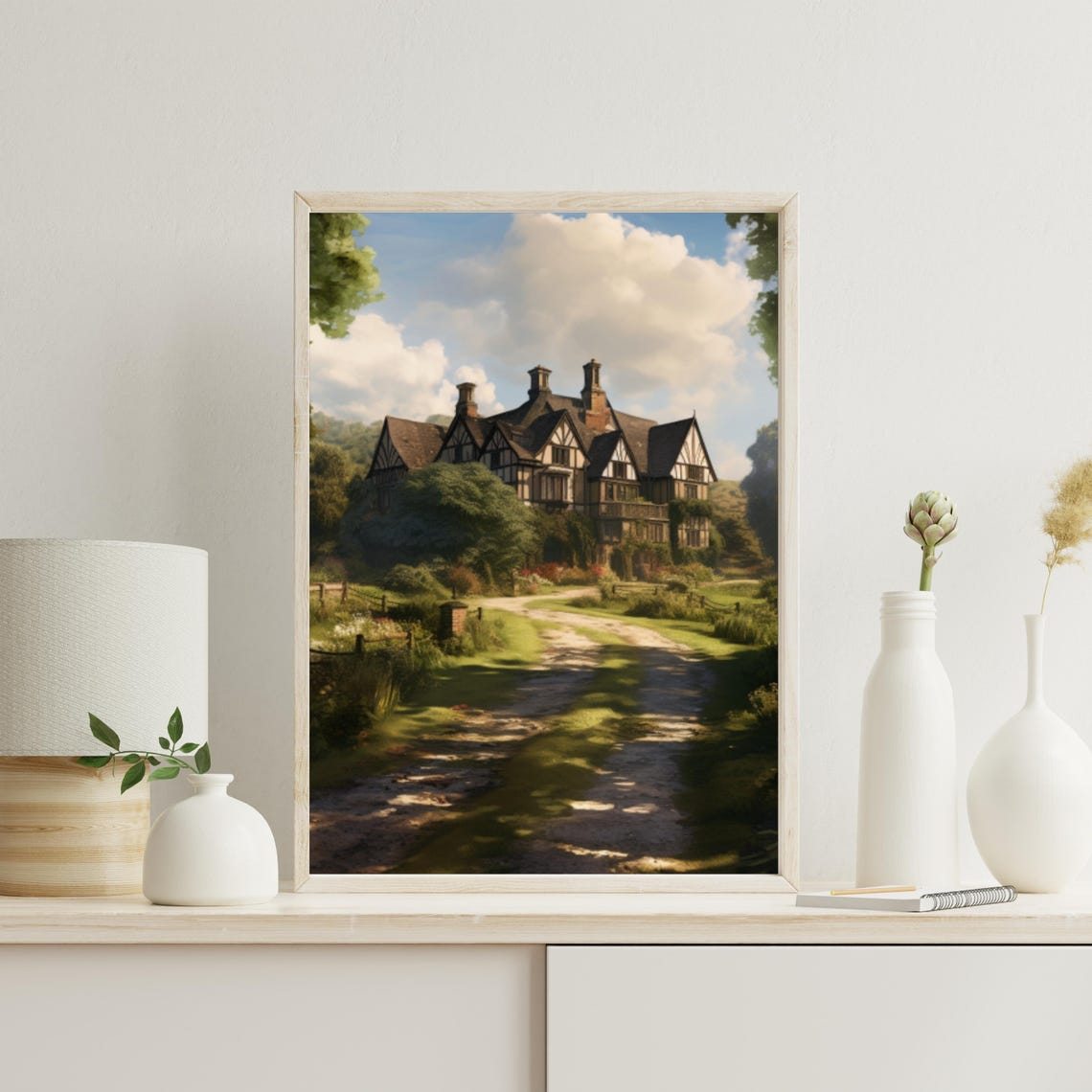 Mansion Oil Painting Vintage Moody Wall Art Living Room Decor Cottagecore Dark Academia Farmhouse Print Countryside Art Rustic 619 - Image 6