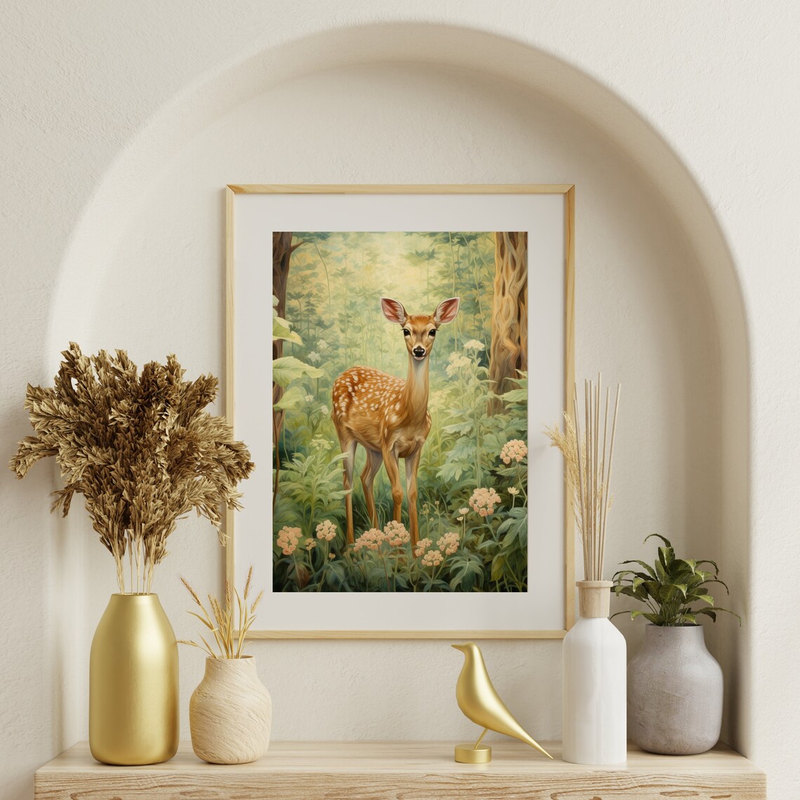 William Morris Fawn Painting, Rustic Deer Art Print - Image 3