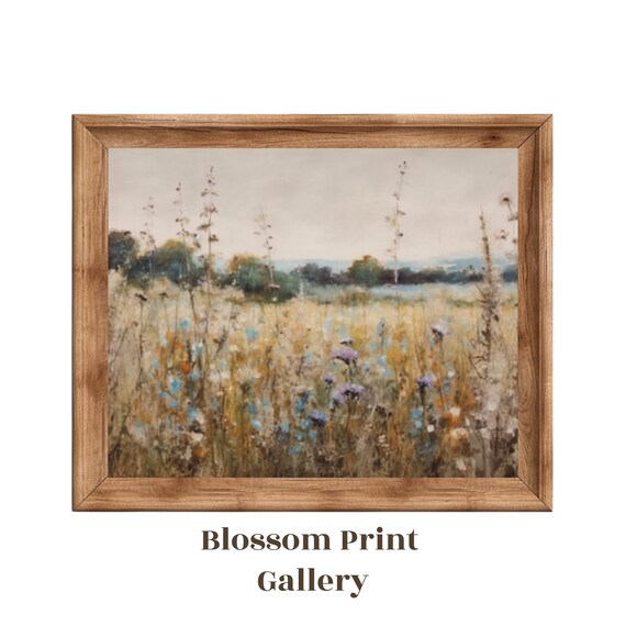 Muted Spring Wildflower Meadow Soft Impressionist Landscape Field Poster
