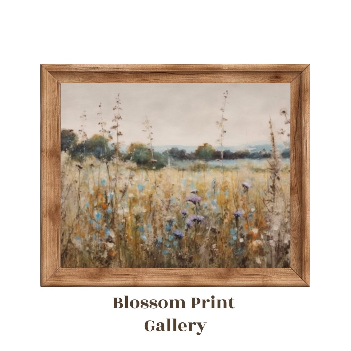 Muted Spring Wildflower Meadow Soft Impressionist Landscape Field Poster