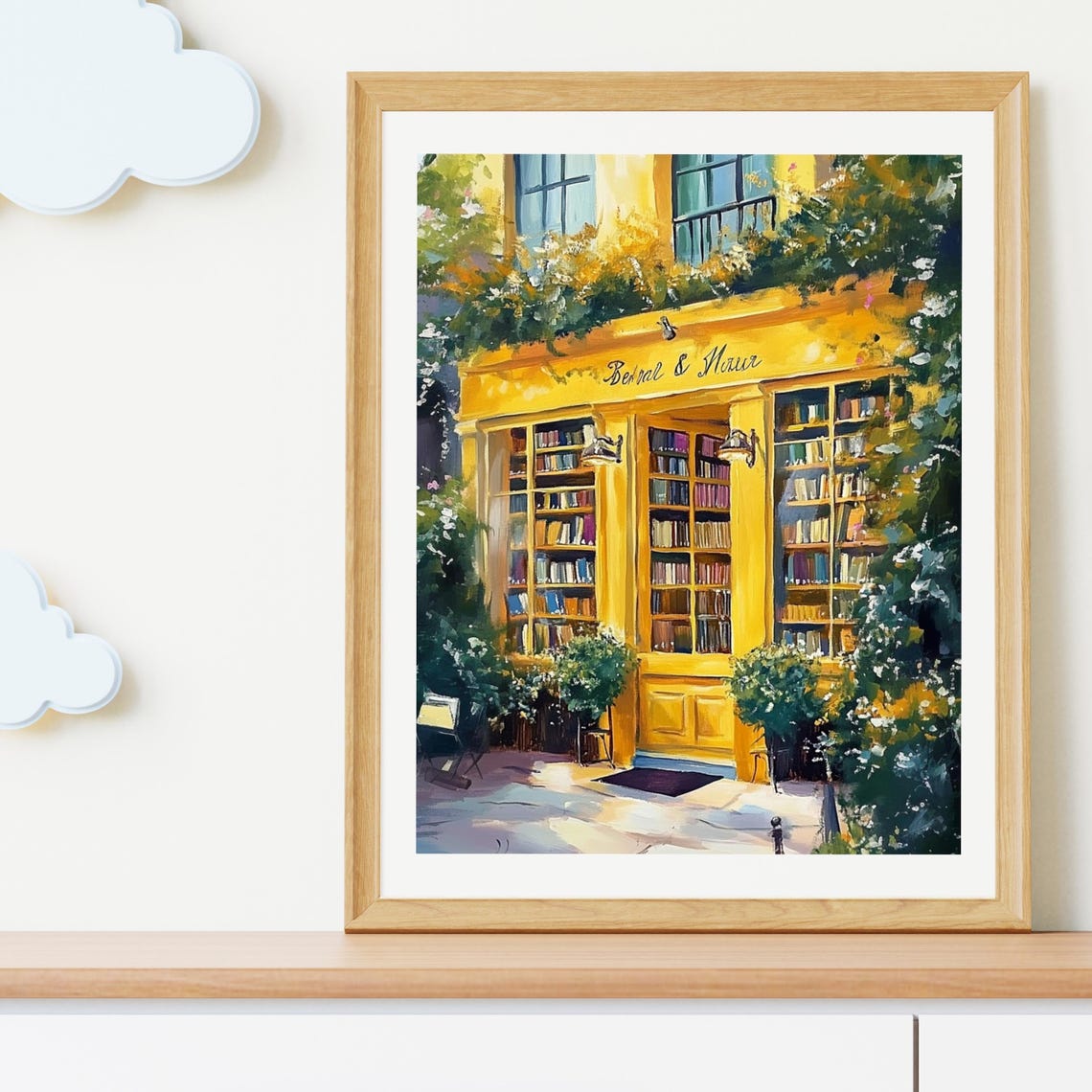 Sunny Yellow Bookstore Storefront Impressionist Book Art Poster - Image 3