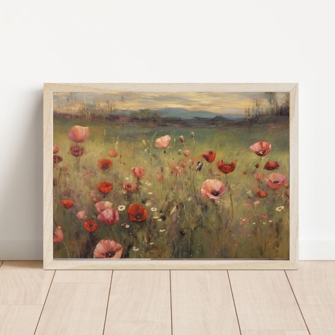 Poppies Oil Painting Vintage Landscape Wall Art Vintage Flower Field Print Antique Decor Floral Art 369 - Image 4