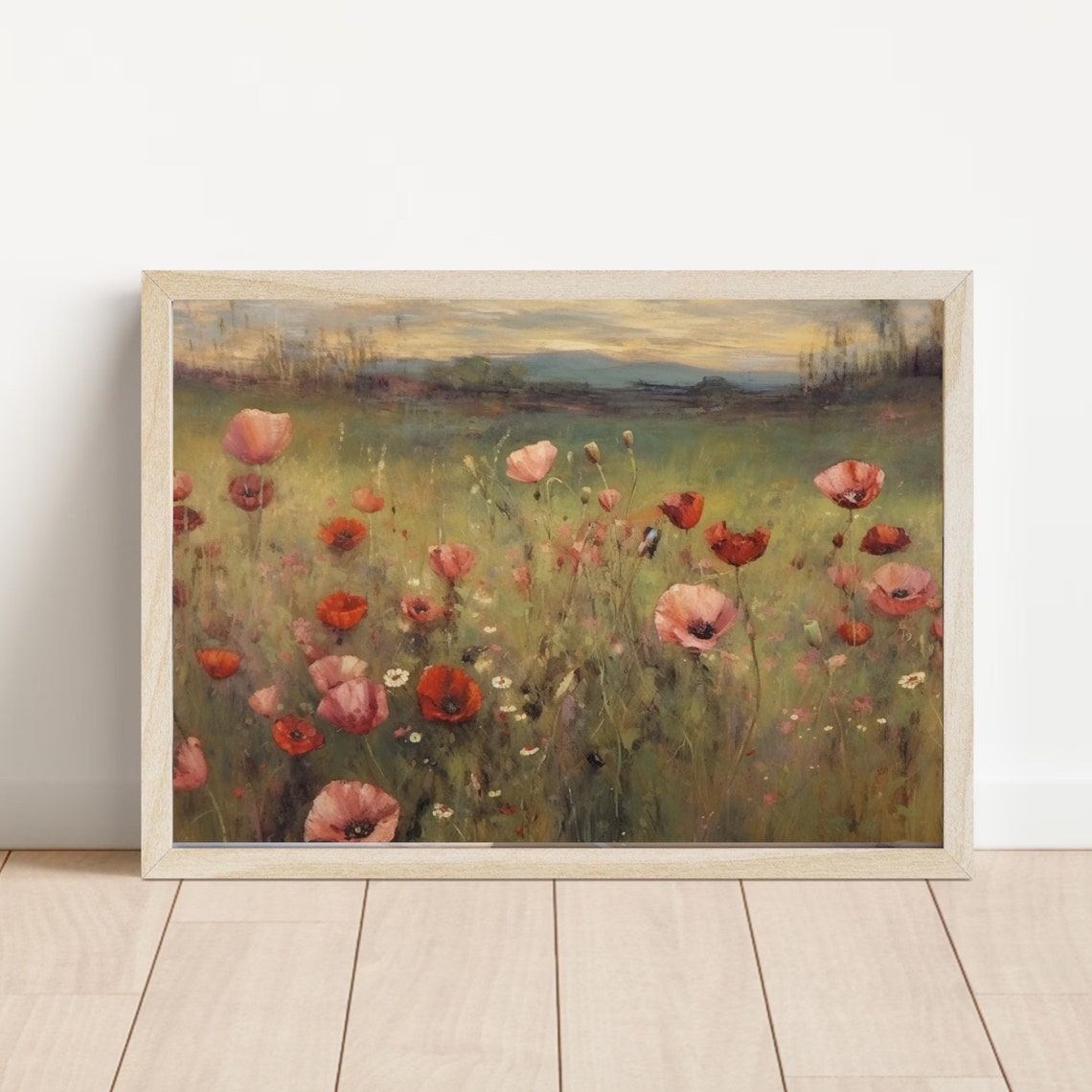 Red Poppy Field Wildflowers Soft Impressionist Meadow Art Poster - Image 4