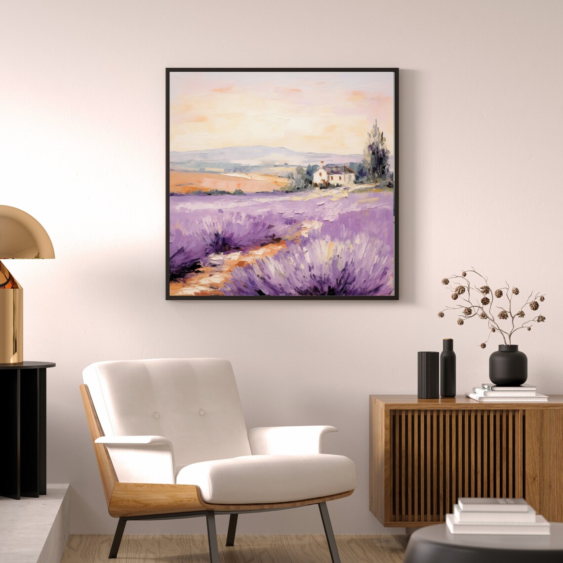 Lavender Field Farmhouse Sunset Purple Floral Landscape Poster - Image 5