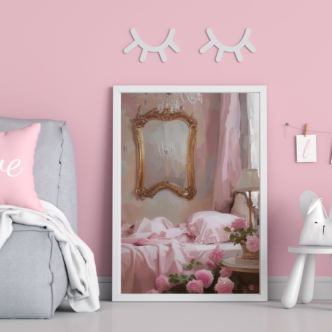 Pink Room Print Vintage Home Decor Art Coquette Pink Wall Art Oil Painting Soft Girl Era Light Academia Wall Art Girl Room 578 - Image 6