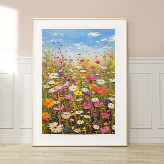 Colorful Wildflower Meadow Bright Summer Floral Field Poster