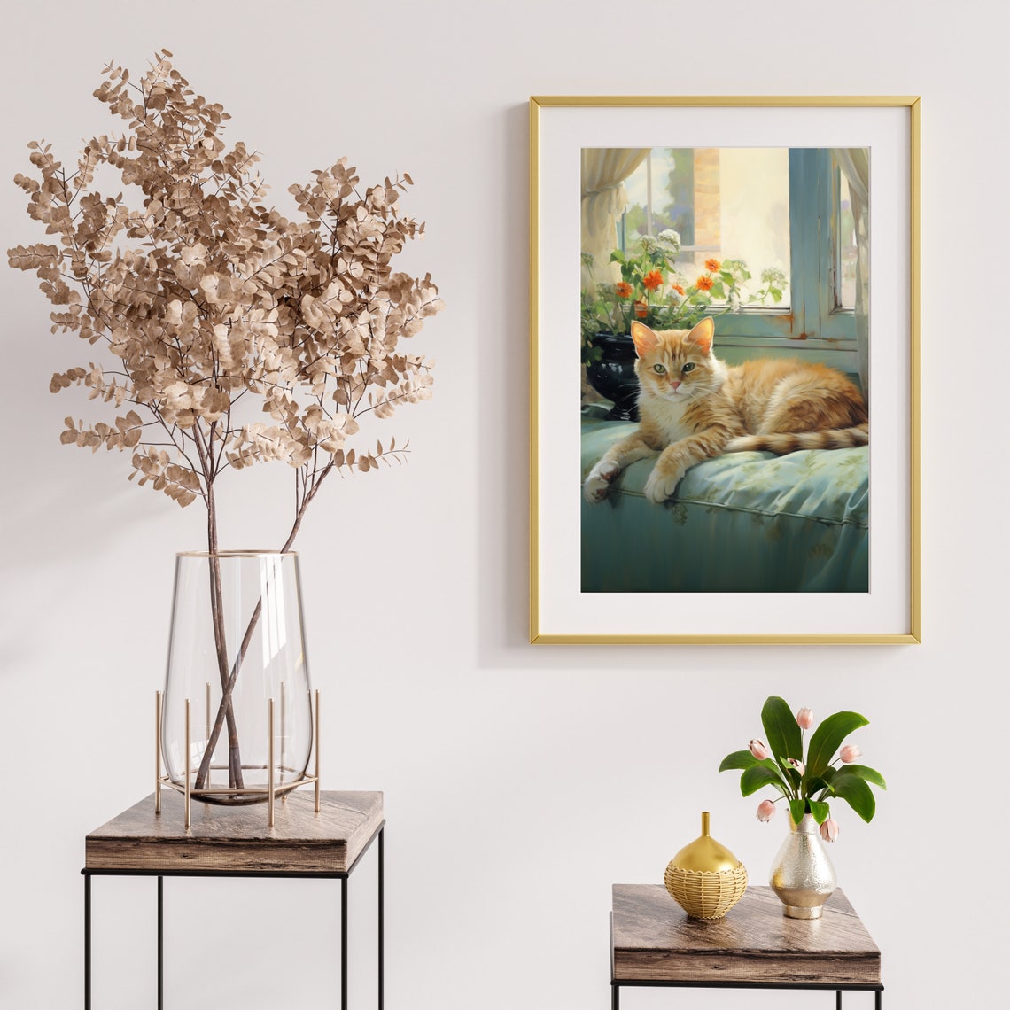 Orange Tabby Cat Lounging by a Sunny Window Cottagecore Poster - Image 2