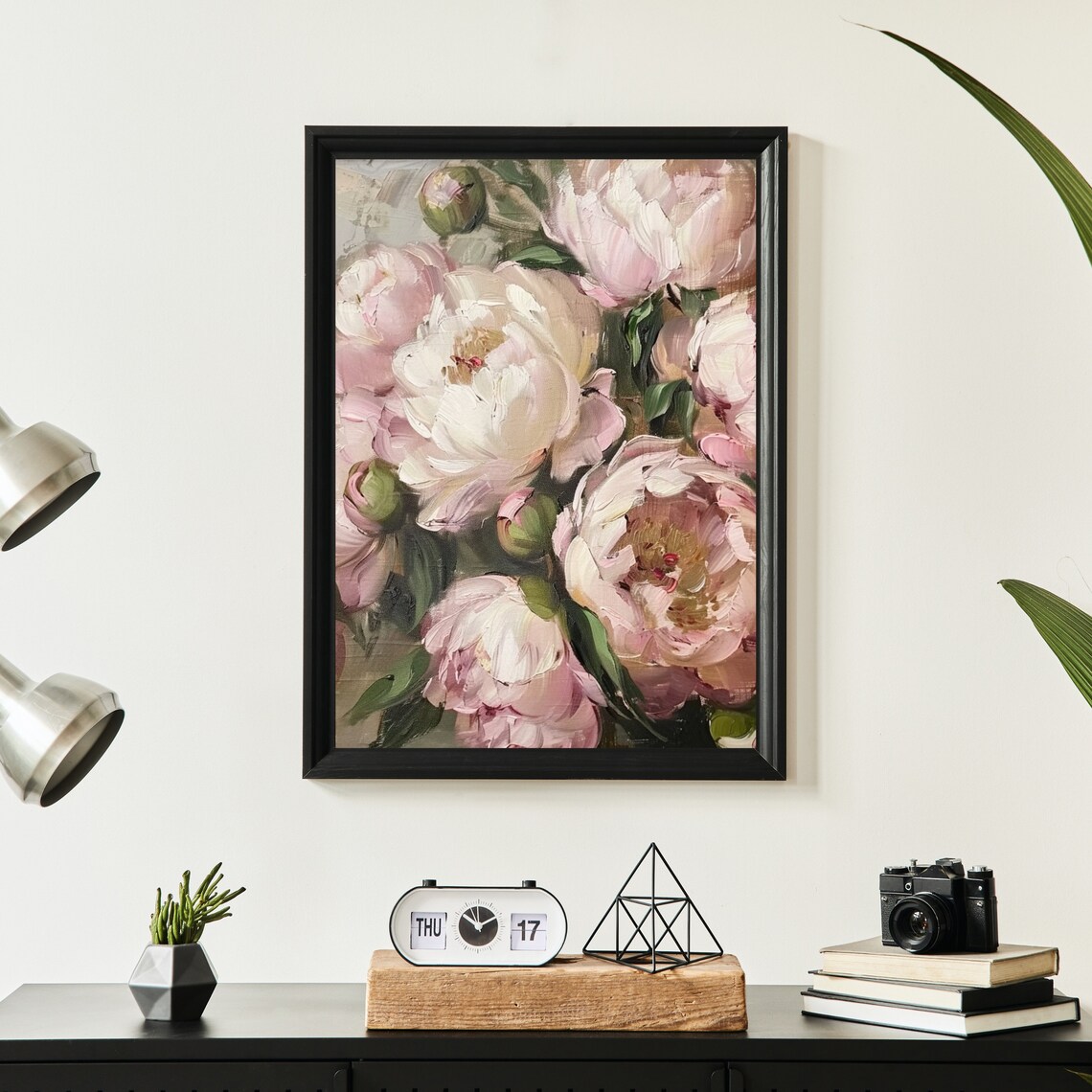 Blush Pink Peonies Impasto Oil Floral Still Life Painting Poster - Image 6