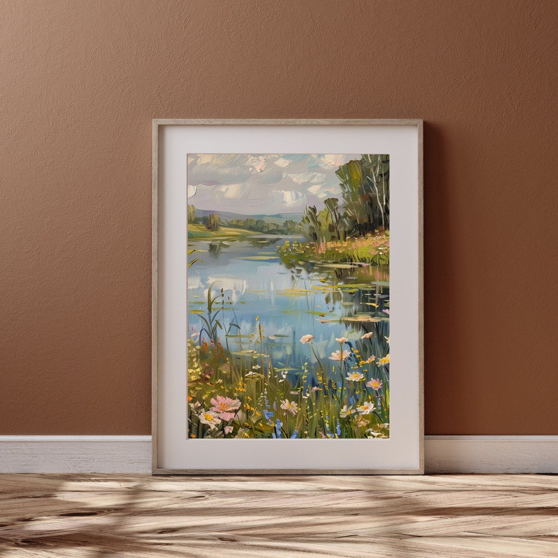 Wildflower Shore Of A Tranquil Lake Impressionist Painting Poster - Image 4
