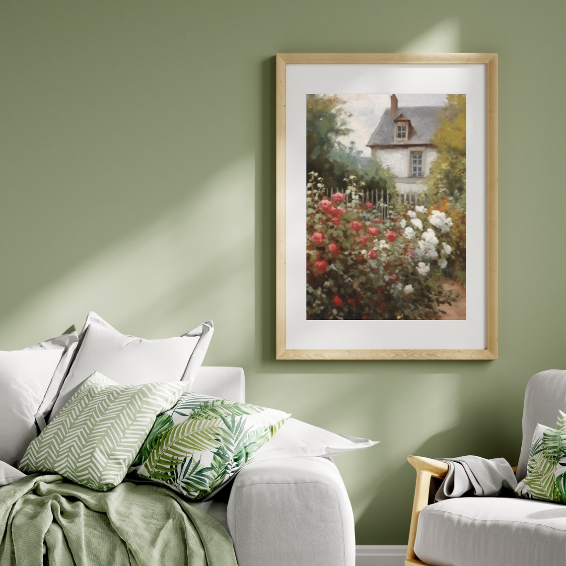 Charming Summer Country Cottage Rose Garden Impressionist Poster - Image 5