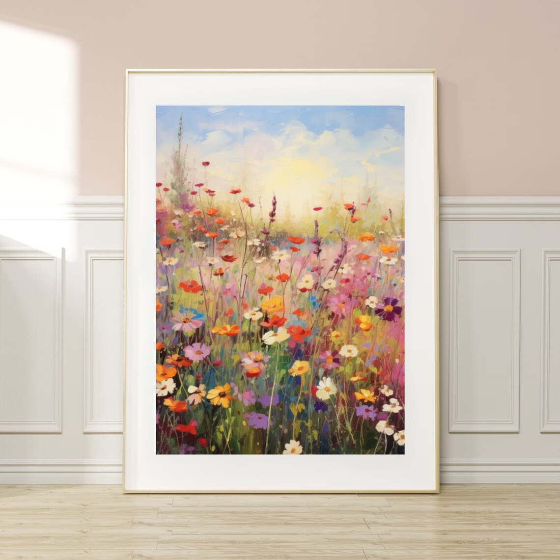 Vibrant Wildflower Field Sunset Impressionist Meadow Art Poster - Image 4
