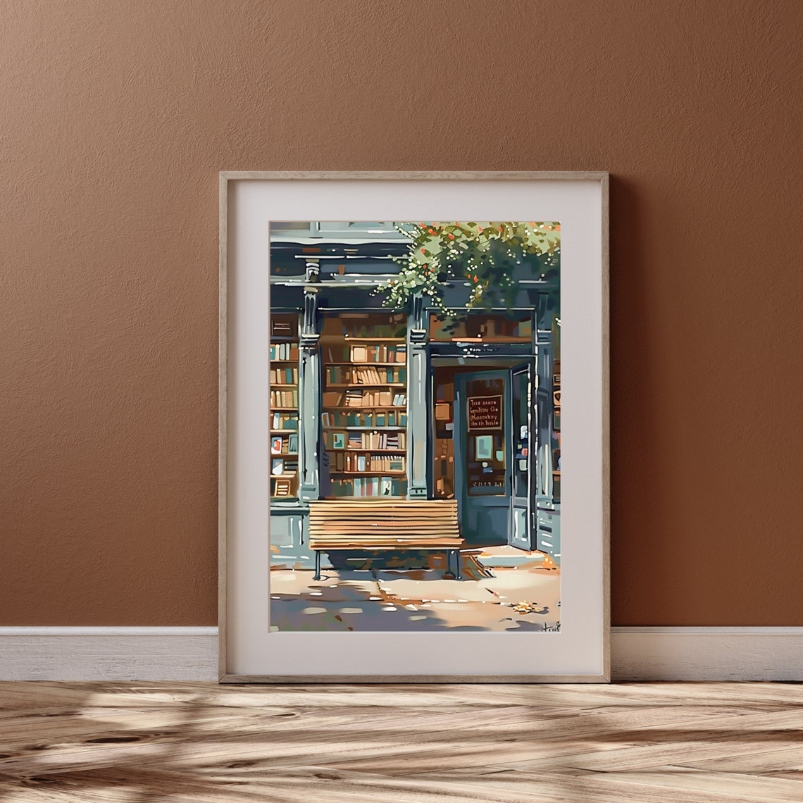 Charming Vintage Bookshop Storefront Cozy Reading Art Poster - Image 4