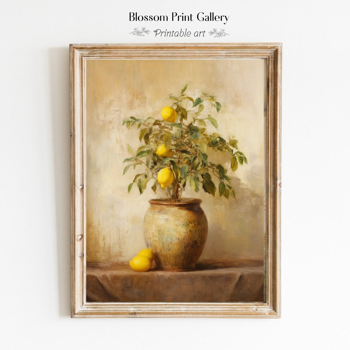 Lemon Tree With Ripe Fruit In Antique Clay Vase Painting Poster