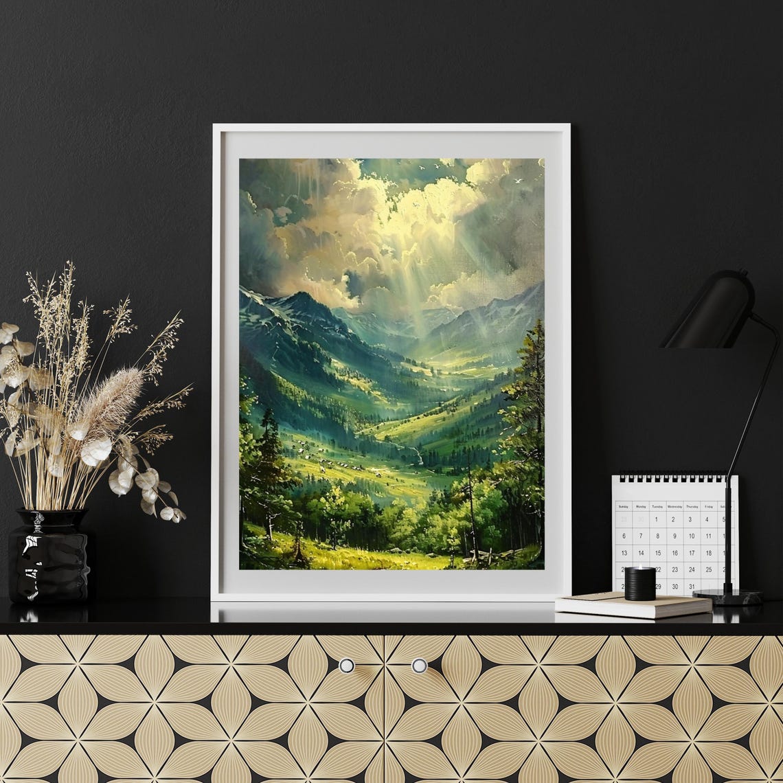 Mountains Valley Landscape Sunlit Serenity Art Print Rustic Landscape Poster Cabin Decor Springfield 967 - Image 3