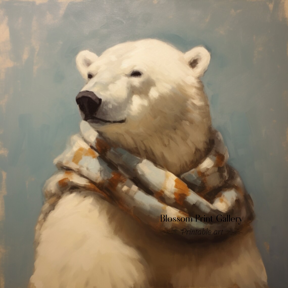 Polar Bear Portrait Vintage Christmas Art Print - Image 4