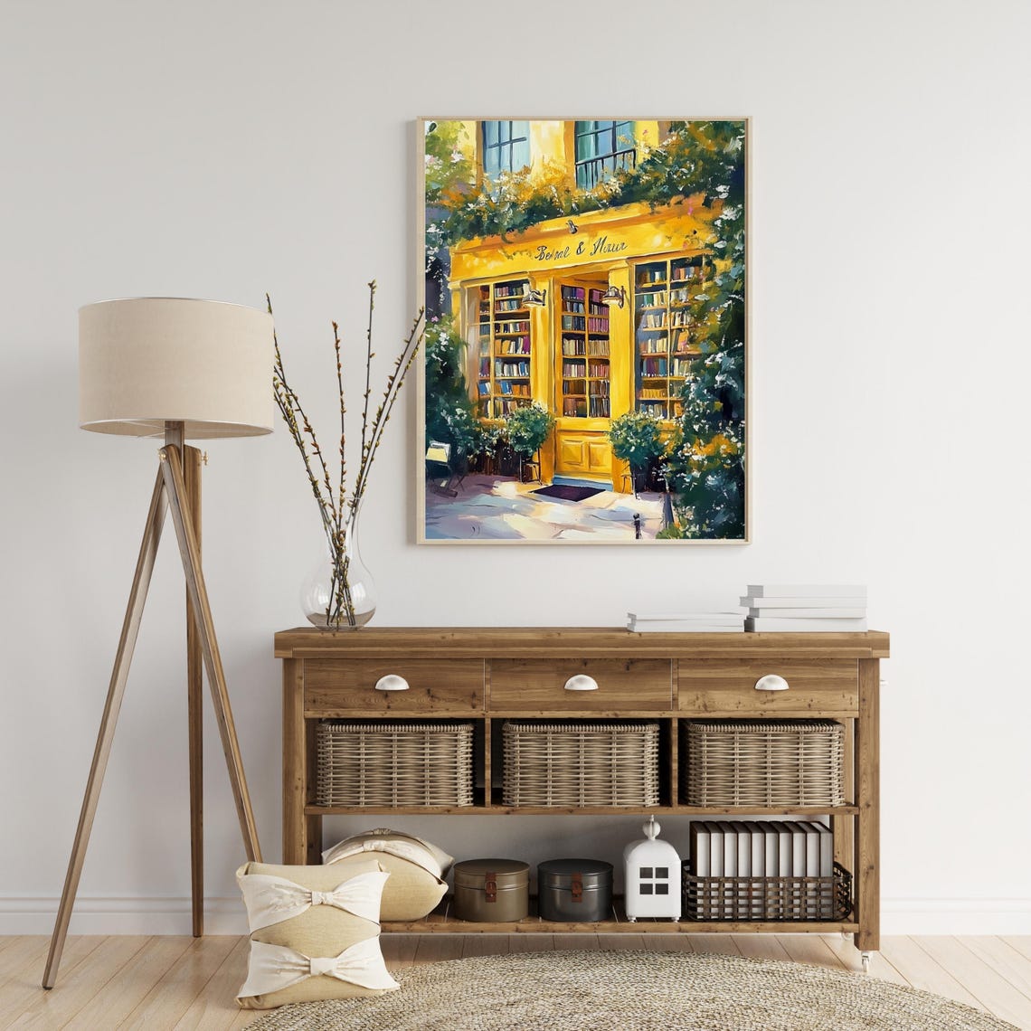Sunny Yellow Bookstore Storefront Impressionist Book Art Poster - Image 4