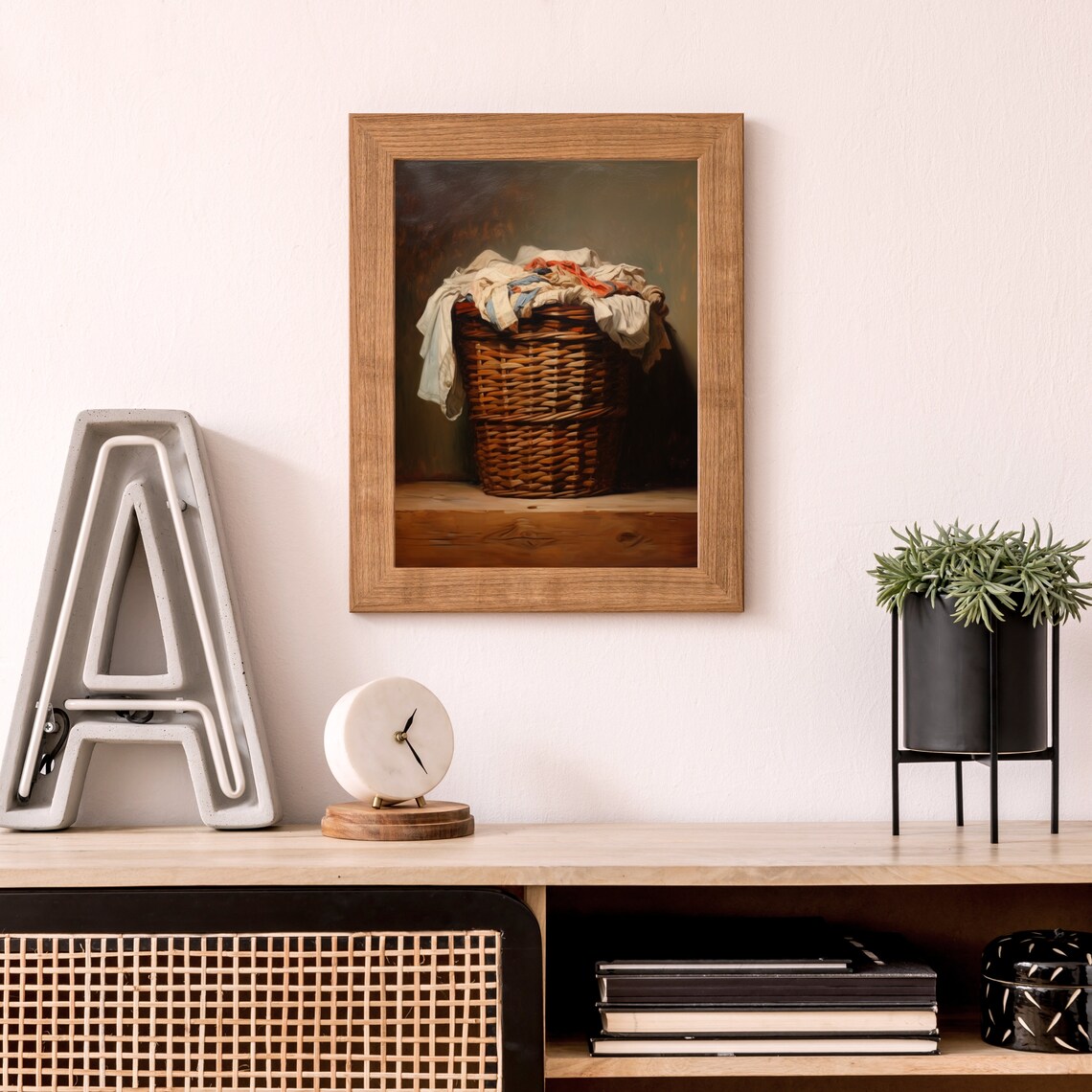 Vintage Laundry Basket Art Print, Rustic Farmhouse Decor - Image 6