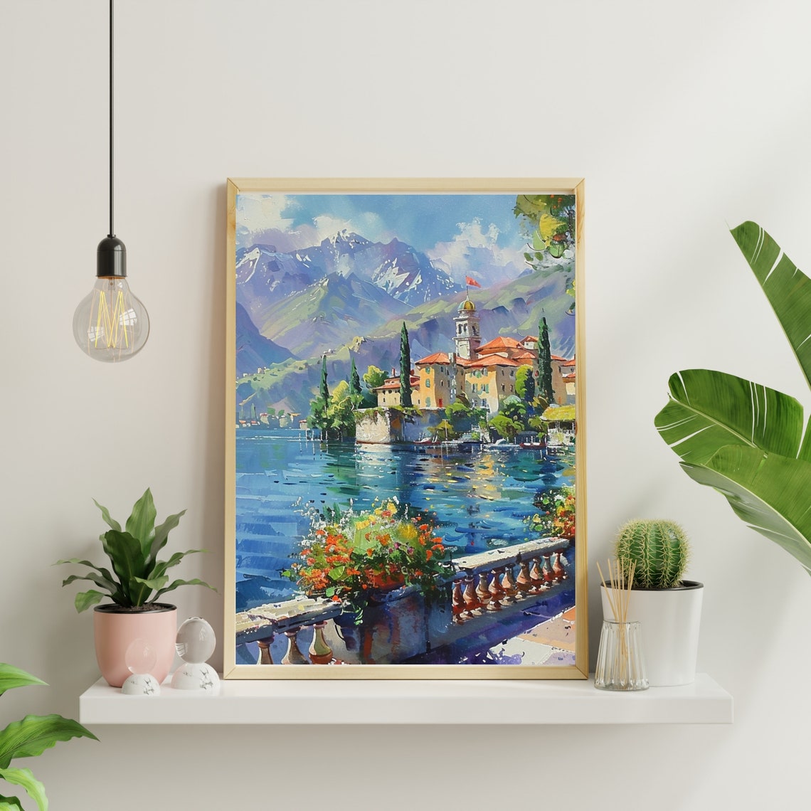 Italy Como Lake Watercolor Painting Vibrant Landscape Print Travel Art Aesthetic Nature Wall Art Italy Landscape 530 - Image 5