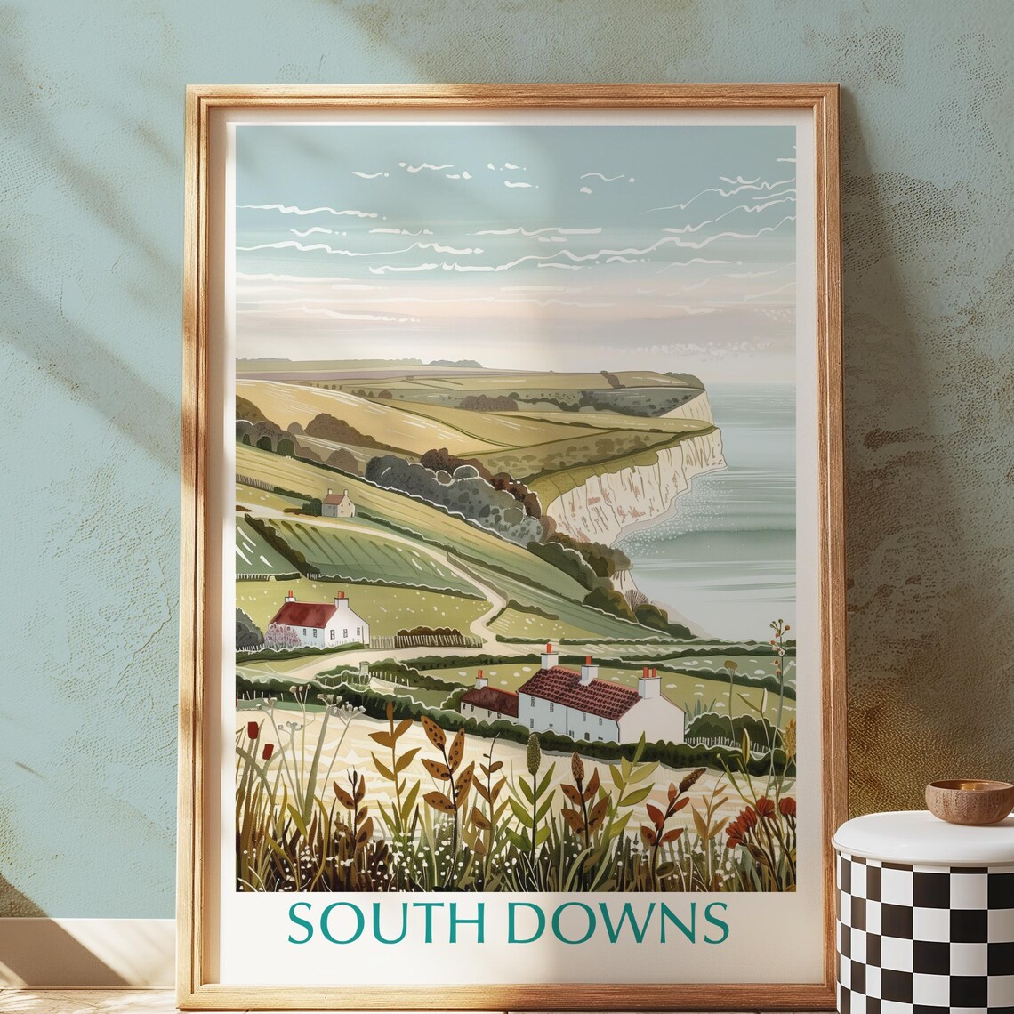 South Downs National Park Travel Poster, Sussex Landscape