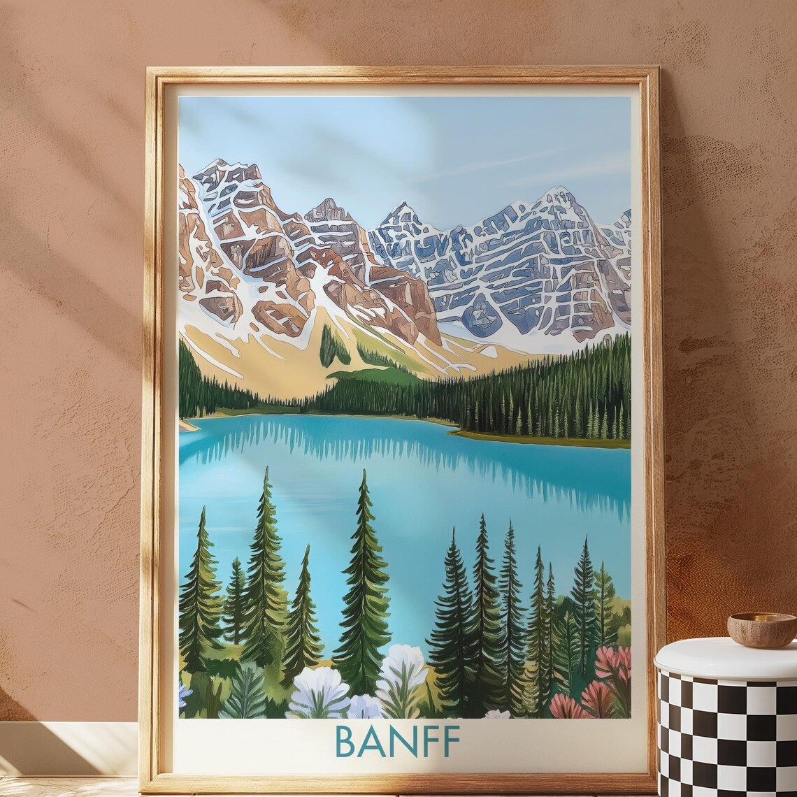 Moraine Lake Banff Turquoise Water Snowy Peaks Travel Poster
