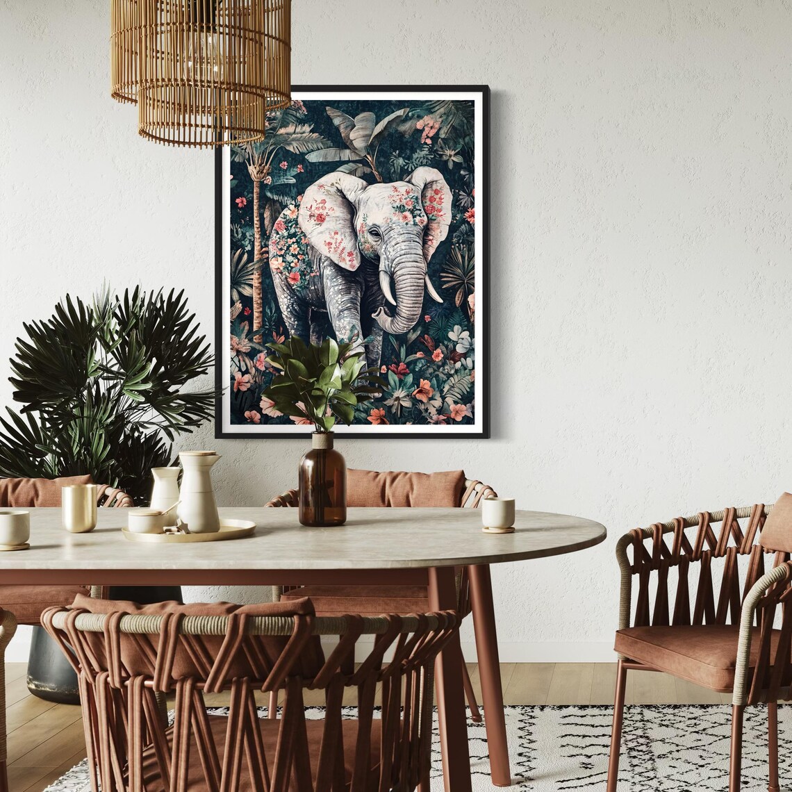 Elephant Modern Tropical Jungle Safari Art Print - Image 2