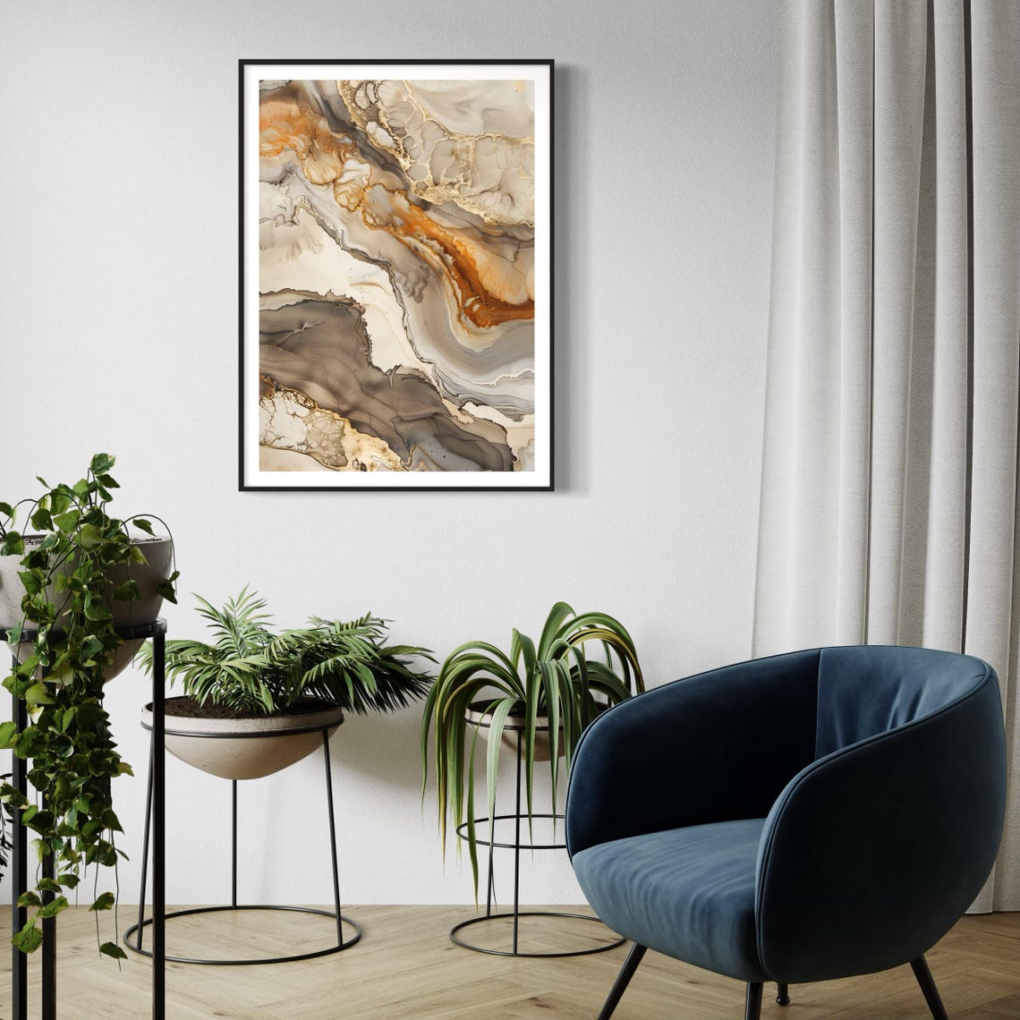 Cream Beige Marble Abstract Fluid Ink Elegant Minimalist Art Print - Image 4