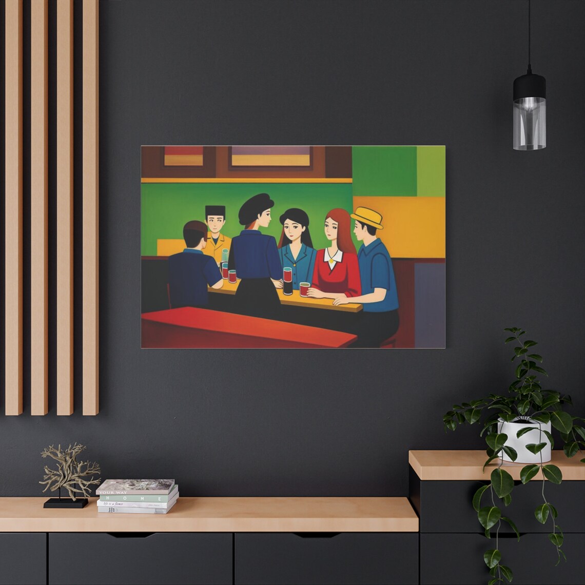 Retro Cafe Bar Scene Friends Sharing Drinks Nightlife Pop Art Poster - Image 2