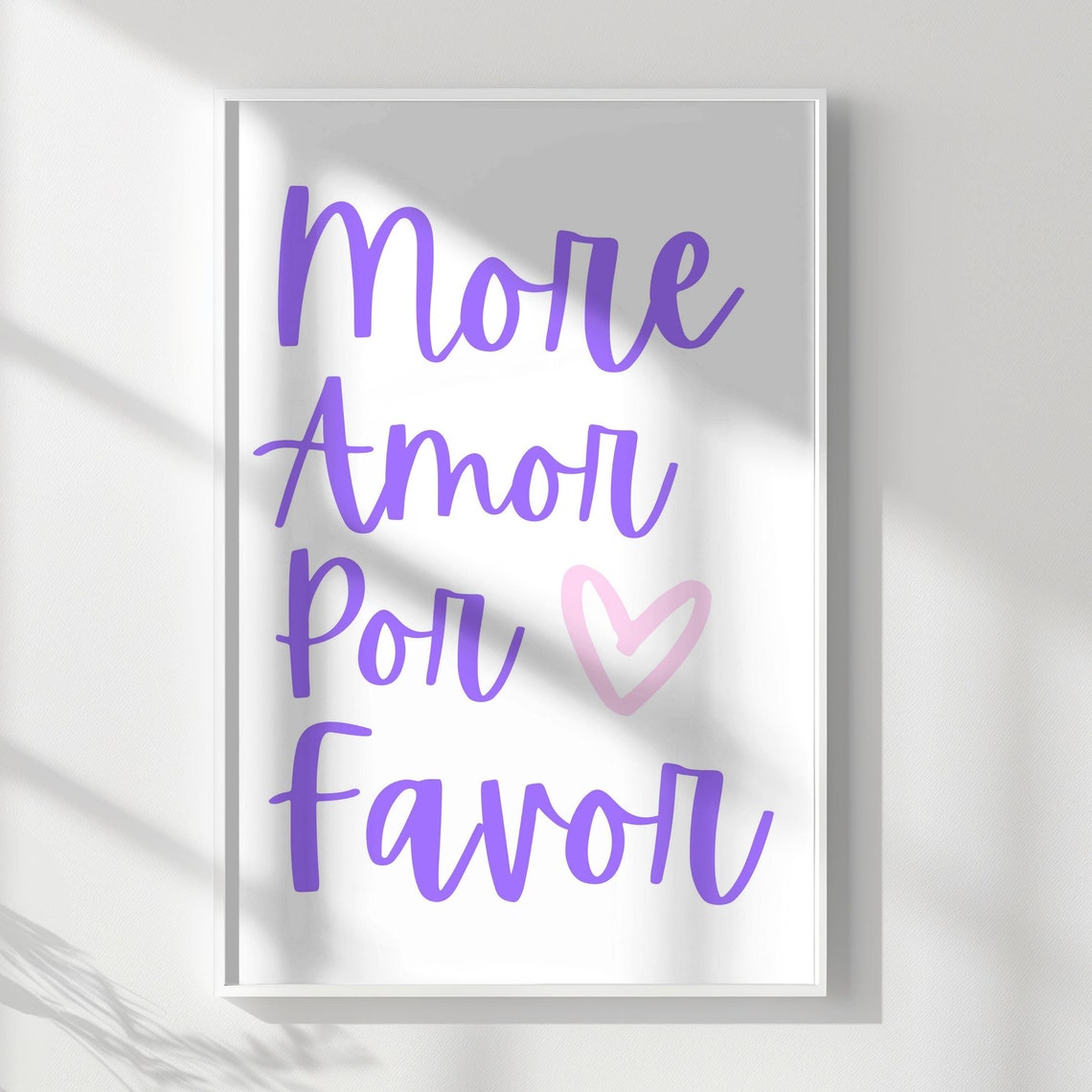 More Amor Por Favor Bright Purple Script Love Quote Wall Art