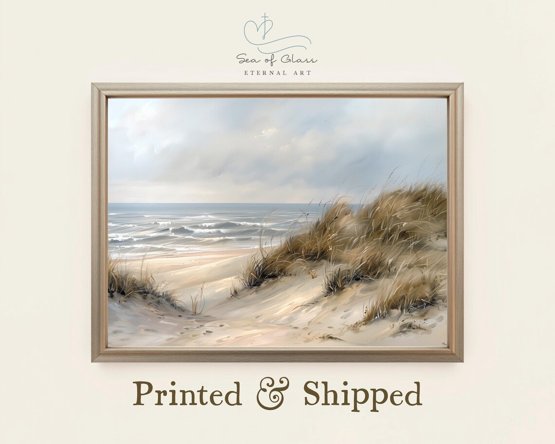 Coastal Beach Dunes Art Print, Neutral Seaside