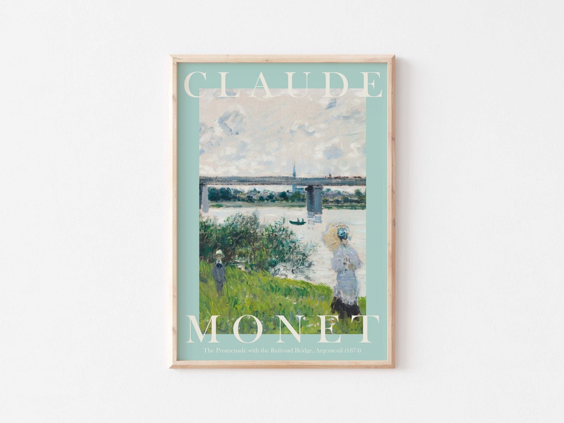 Claude Monet Promenade with the Railroad Bridge 1874 Riverside Poster - Image 3