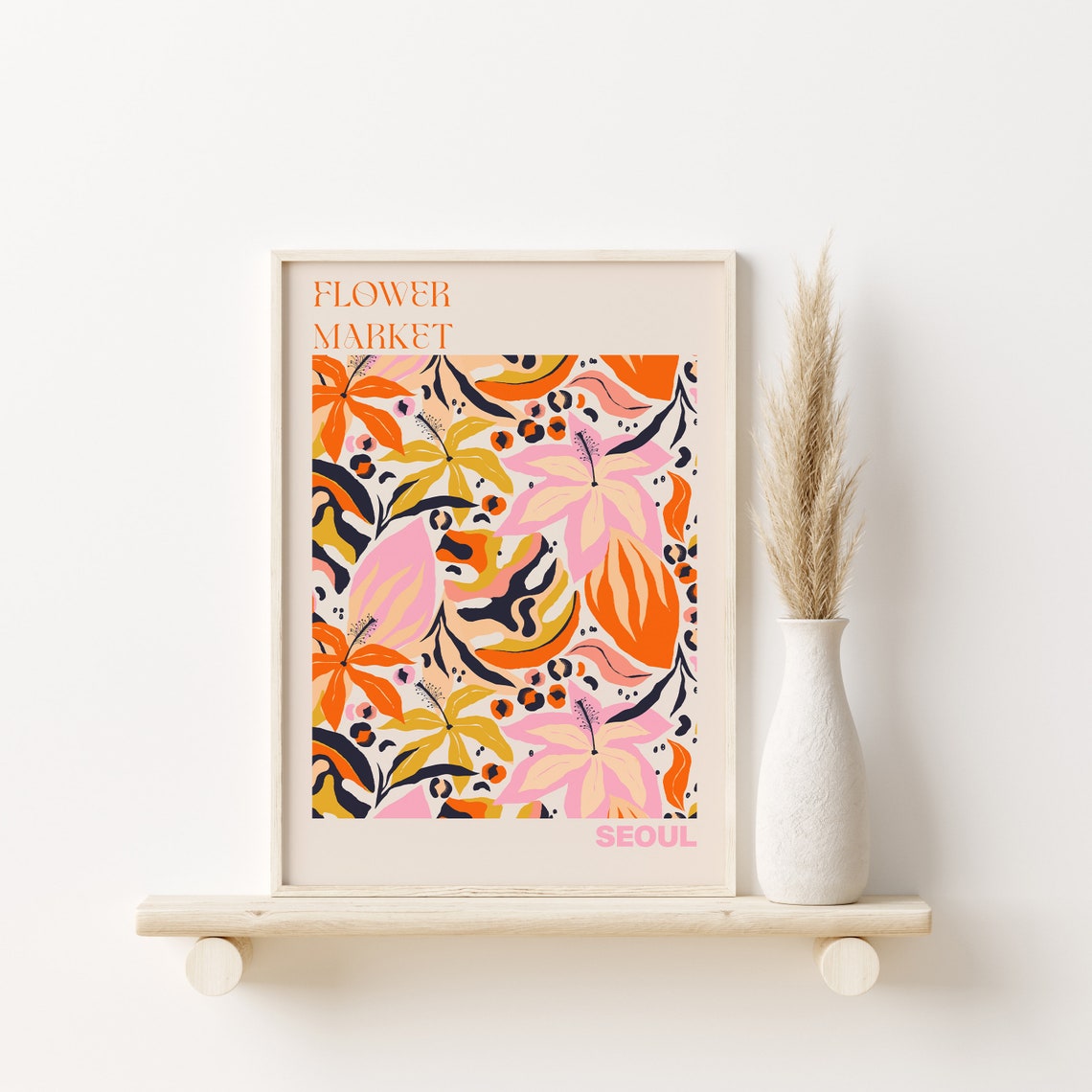 Seoul Poster Seoul Wall Art Seoul Personalised Travel Poster Seoul Flower Market Print Floral Wall Decor Seoul Poster - Image 3