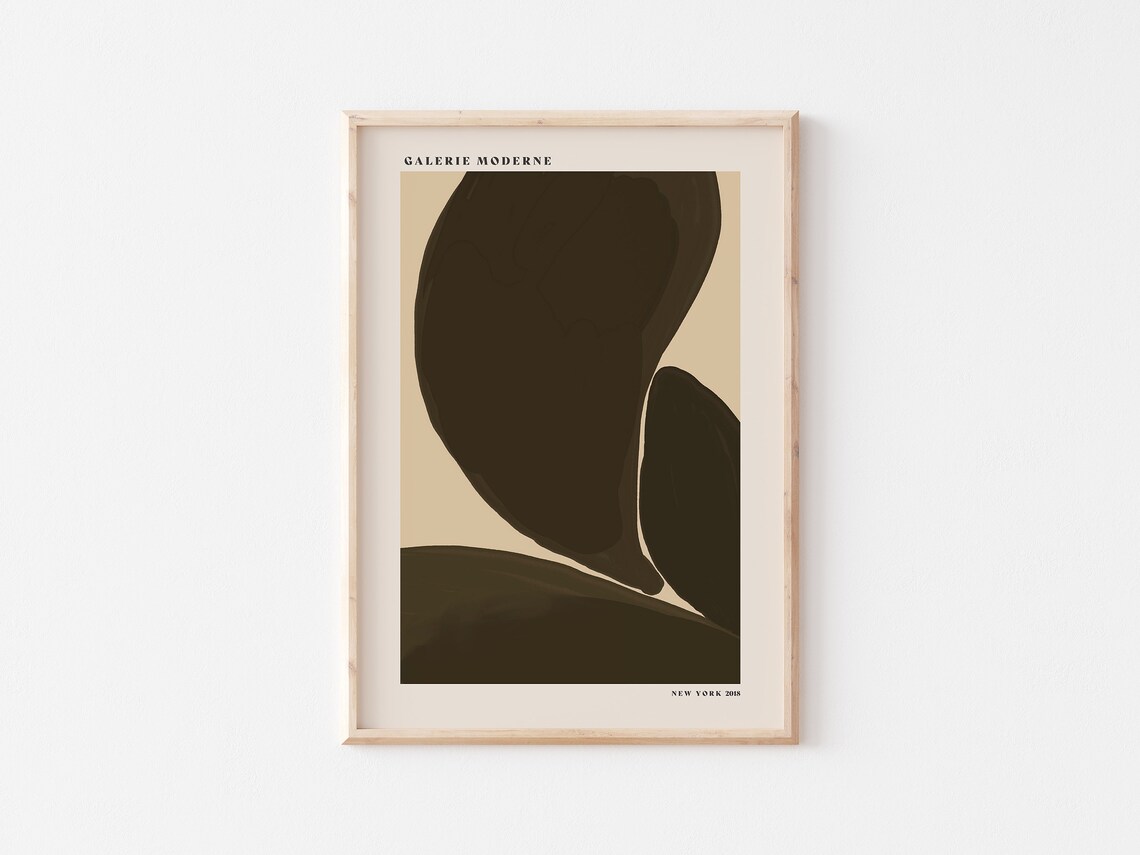 Galerie Moderne Dark Brown Organic Abstract Shapes Moody Wall Poster - Image 3