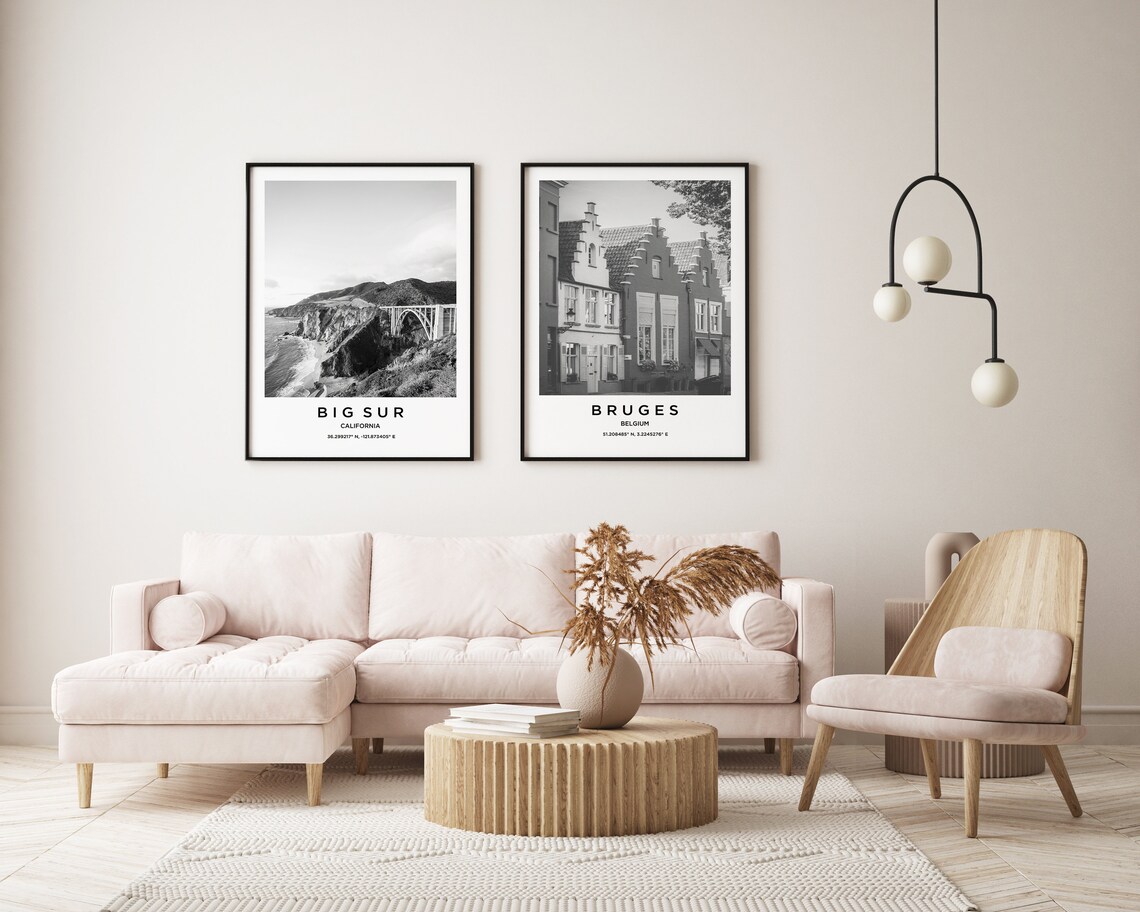 Bruges Belgium Black White Stepped Gable Houses Photo Poster - Image 3